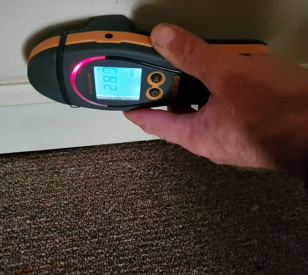 Moisture detection at baseboard during Sewage Cleanup & Sanitation in Almena